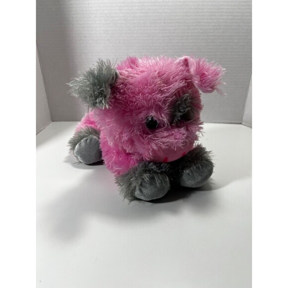 IDEAL TOYS Pink and Gray Fluffy Plush PIG 10” Stuffed Animal SOFT - Picture 1 of 8